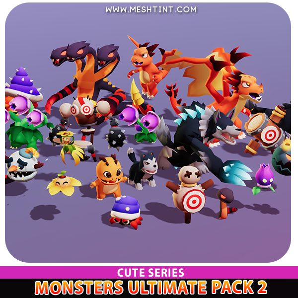 Monsters Ultimate Cute Flower plant dragon hermit crab snake wolf werewolf target dummy meshtint 3d