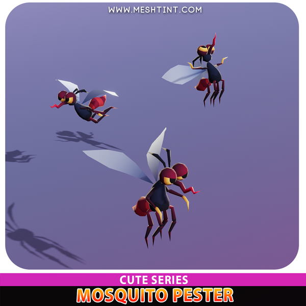 Mosquito Pester Cute Meshtint 3d model modular character unity low poly game creature monster insect