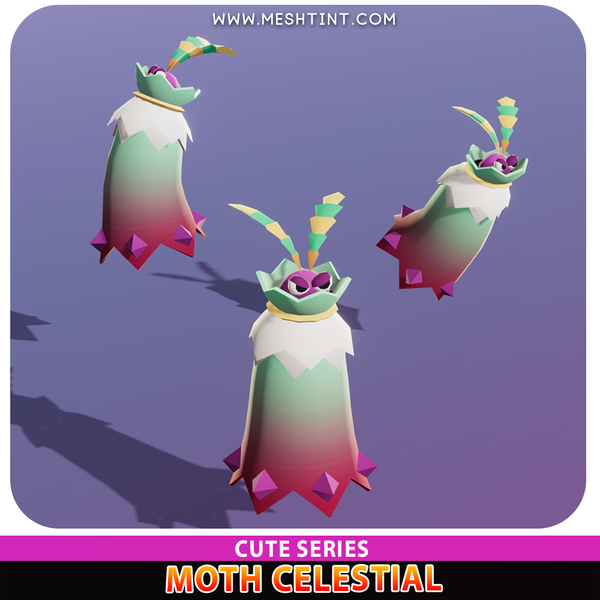 Moth Celestial Cute Meshtint 3d model unity low poly game monster evolution Pokemon bug insect