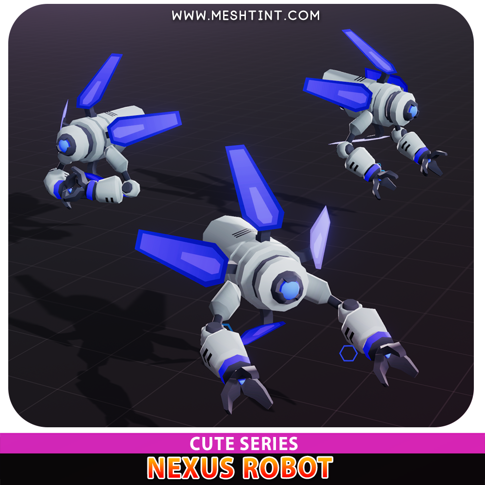 Nexus Robot Cute Meshtint 3d model unity low poly game sci fi science fiction evolution NFT