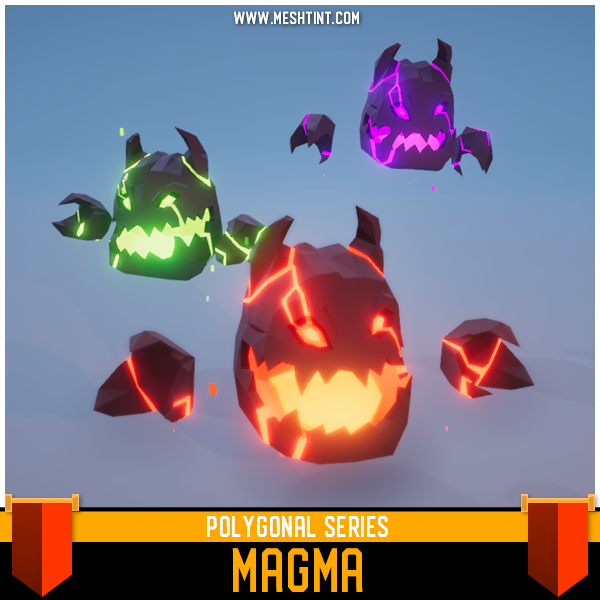 Polygonal - Magma Mesh Tint Shop3DSA Unity3D Game Low Poly Download 3D Model