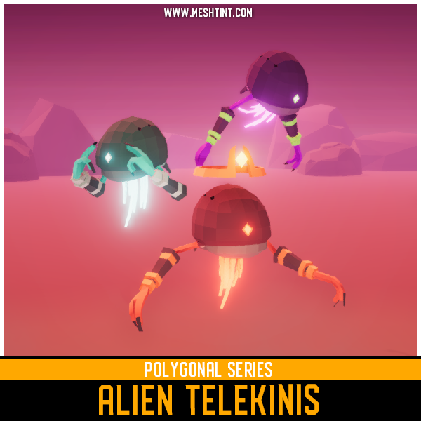 Polygonal - Alien Telekinis Mesh Tint Shop3DSA Unity3D Game Low Poly Download 3D Model