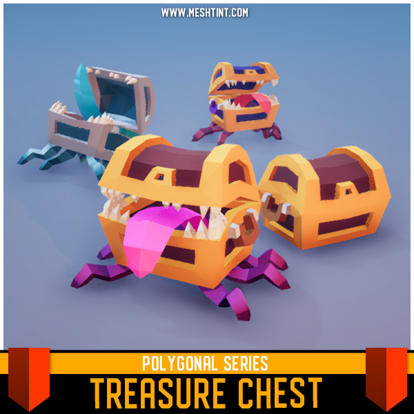 Polygonal - Treasure Chest Mesh Tint Shop3DSA Unity3D Game Low Poly Download 3D Model