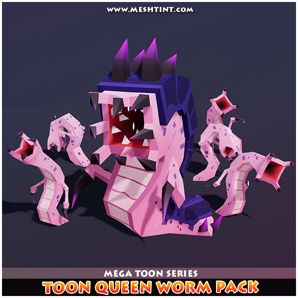 Toon Queen Worm Pack 1.1 Mesh Tint Shop3DSA Unity3D Game Low Poly Download 3D Model