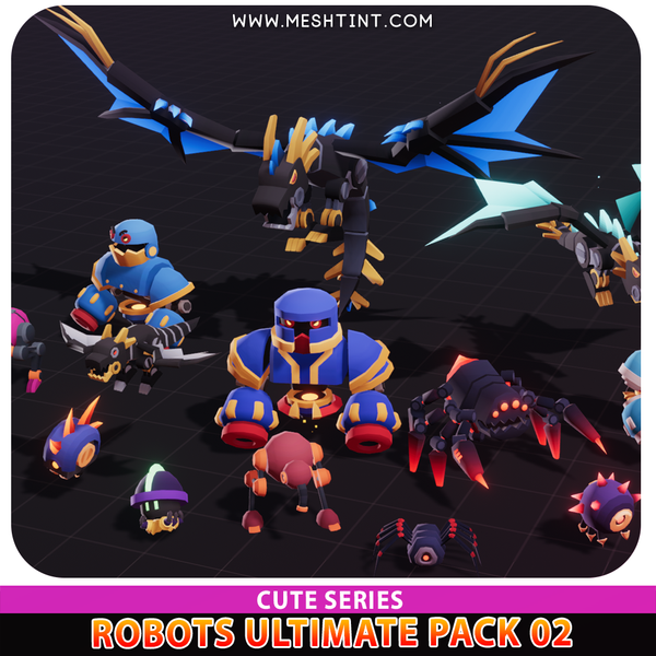 Robots Ultimate Cute Meshtint 3d model unity low poly game sci fi science fiction evolution dragon