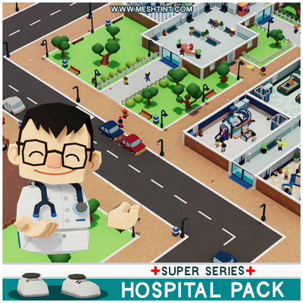 Super Hospital Pack Mesh Tint Shop3DSA Unity3D Game Low Poly Download 3D Model