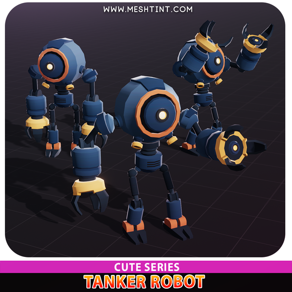 Tanker Robot Cute Meshtint 3d model unity low poly game sci fi science fiction evolution NFT