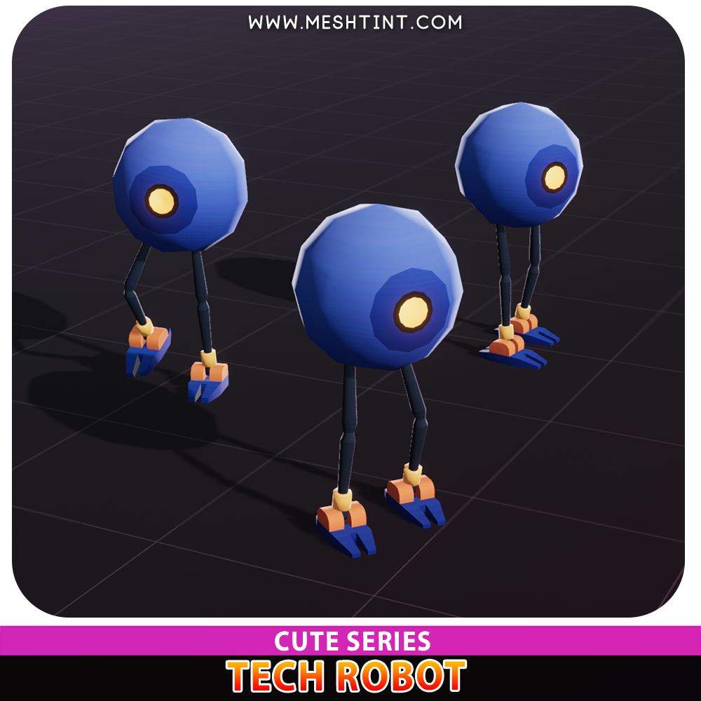 Tech Robot Cute Meshtint 3d model unity low poly game sci fi science fiction evolution NFT