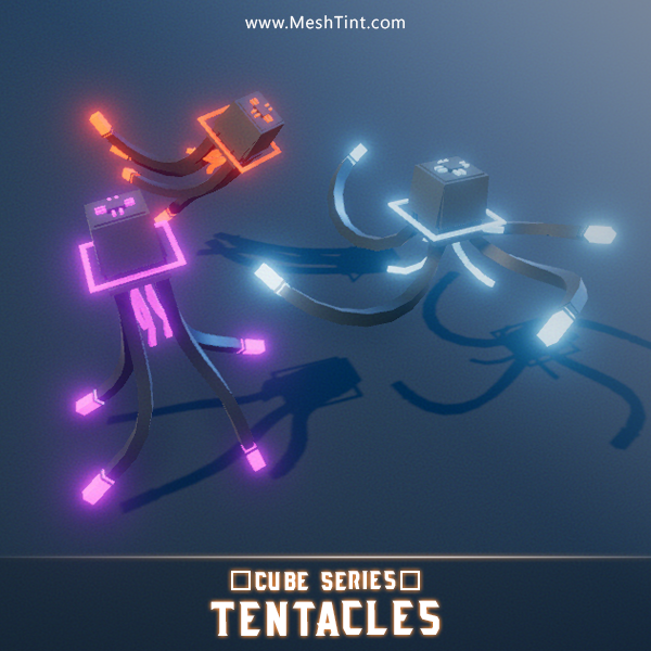 CUBE - Robot Tentacles Mesh Tint Shop3DSA Unity3D Game Low Poly Download 3D Model