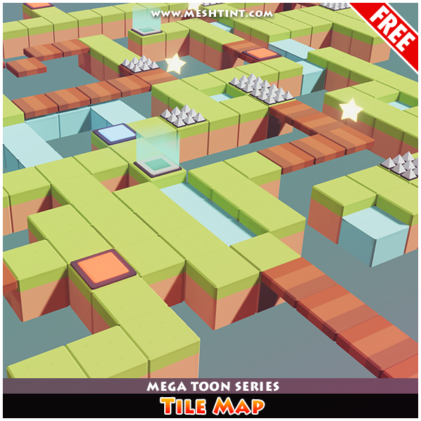 Meshtint Free Tile Map Mega Toon Series Mesh Tint Shop3DSA Unity3D Game Low Poly Download 3D Model