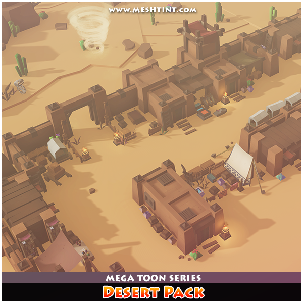 Mega Toon Desert Pack 1.2 Mesh Tint Shop3DSA Unity3D Game Low Poly Download 3D Model