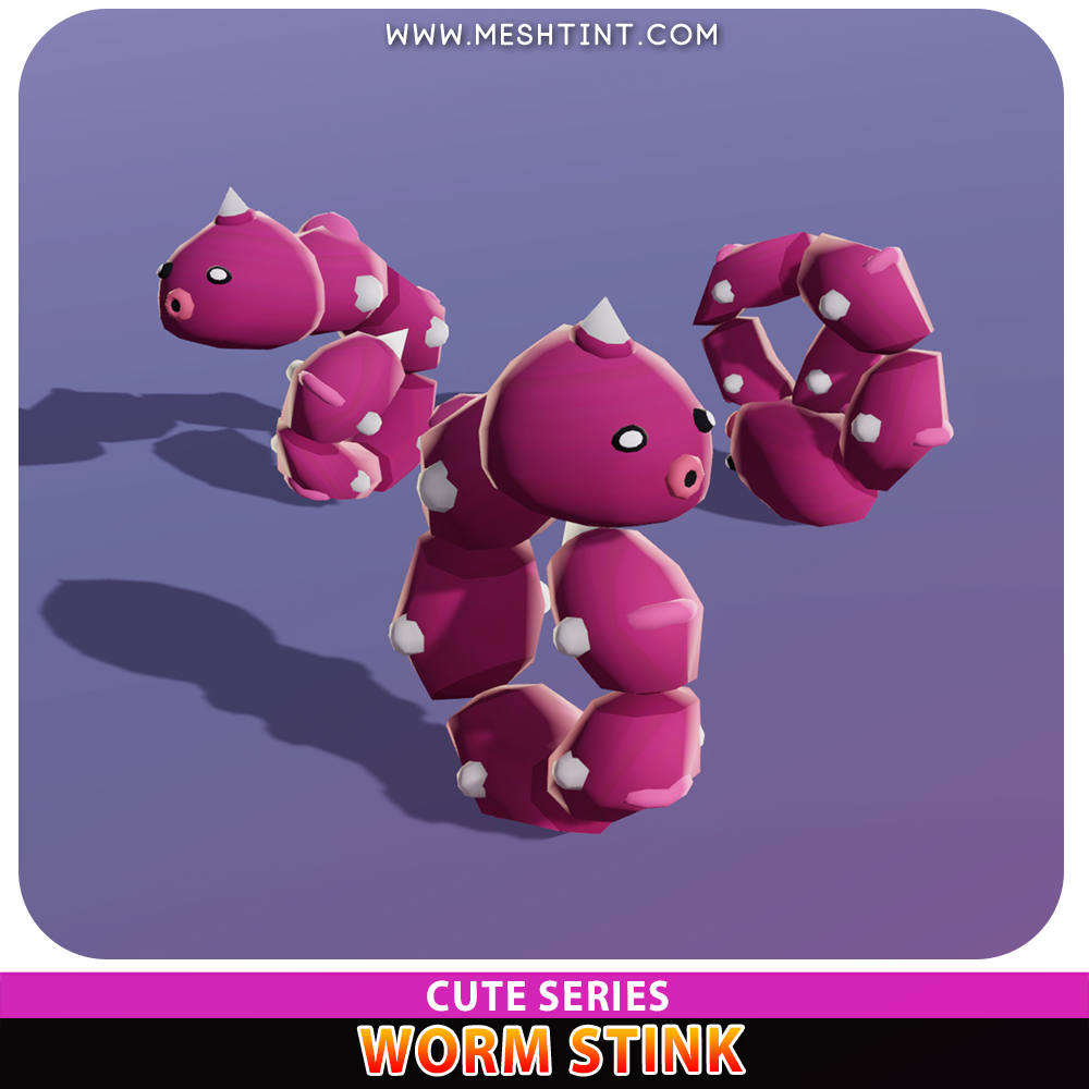 Worm Stink Cute Meshtint 3d model unity low poly game fantasy creature monster evolution Pokemon
