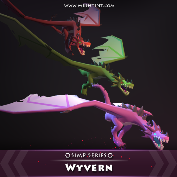 Wyvern SimP Series Mesh Tint Shop3DSA Unity3D Game Low Poly Download 3D Model