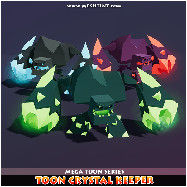 Mega Toon Crystal Keeper 1.1 Mesh Tint Shop3DSA Unity3D Game Low Poly Download 3D Model