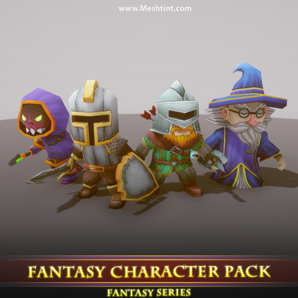 Fantasy Character Pack 01 1.5 Mesh Tint Shop3DSA Unity3D Game Low Poly Download 3D Model