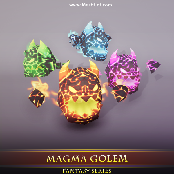 Magma Golem 1.4 Mesh Tint Shop3DSA Unity3D Game Low Poly Download 3D Model