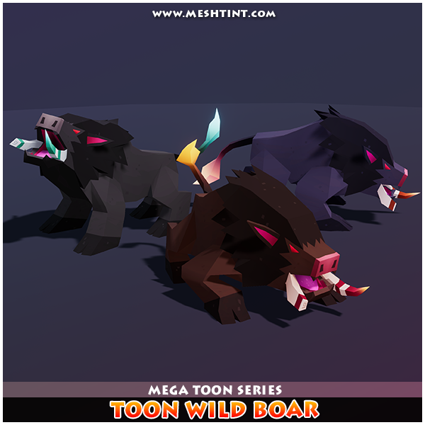 Toon Wild Boar 1.1 Mesh Tint Shop3DSA Unity3D Game Low Poly Download 3D Model