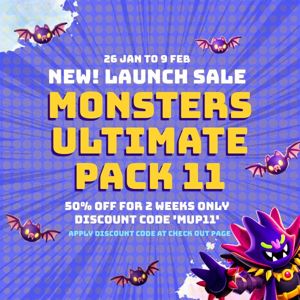Monsters Ultimate Pack 11 Cute Pro Series 50% Launch Sale!