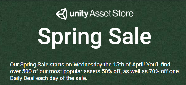 Unity's Spring Sale! Up to 70% off