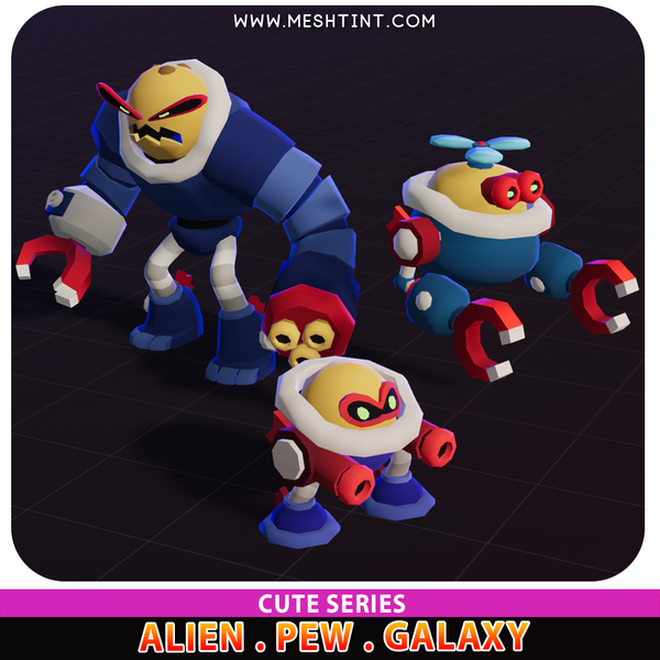 Alien Pew Galaxy Meshtint 3d model unity low poly game sci fi science fiction evolution robot