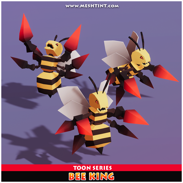 Bee King Toon Meshtint 3d model unity low poly game fantasy monster evolution Pokemon insect