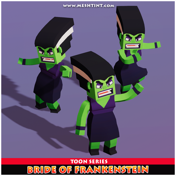 Bride Frankenstein Humanoid Mecanim Meshtint 3d model character unity low poly game Halloween  
