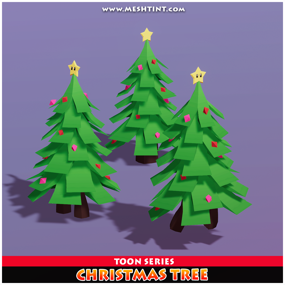 Christmas Tree Toon Meshtint 3d model character unity low poly game xmas santa claus forest nature