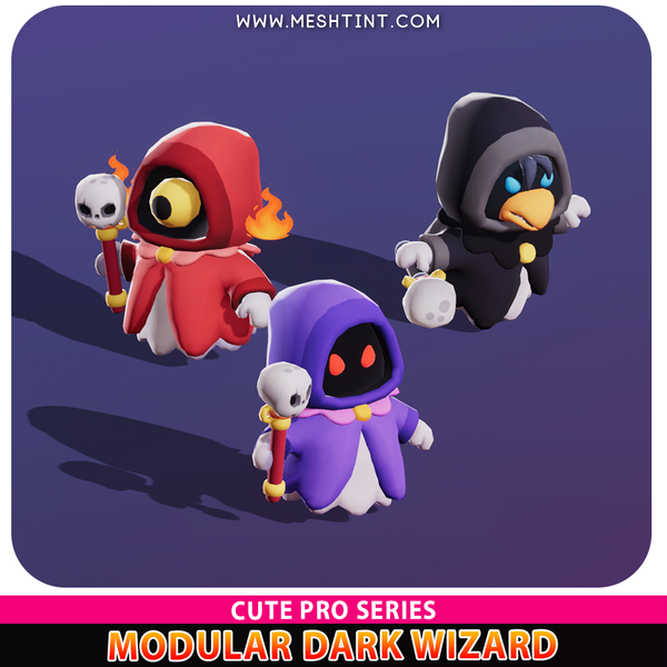 Modular Dark Wizard Meshtint 3d model modular character unity game fantasy stylized cute unreal 