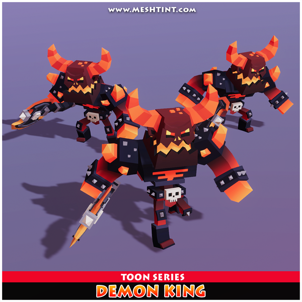 Demon King Toon Meshtint 3d model unity low poly game fantasy creature monster evolution Pokemon 