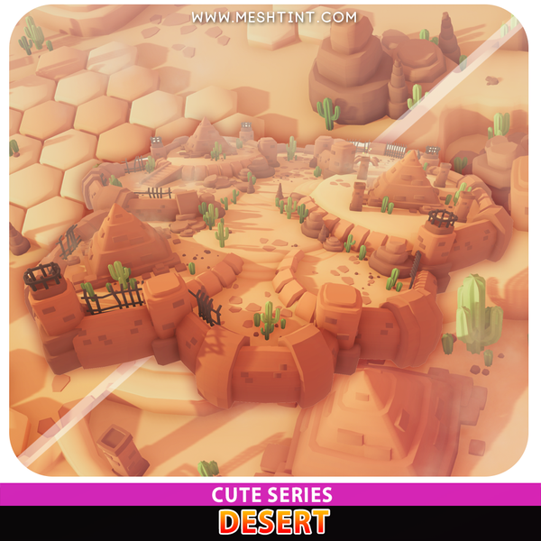 Desert Cute Meshtint 3d model unity low poly game fantasy modular environment strategy hex hexagon