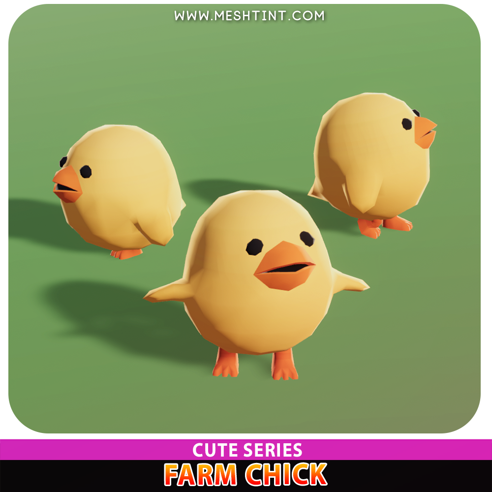 Meshtint 3d model unity low poly game farm animal Pokemon farm chick chicken hen rooster