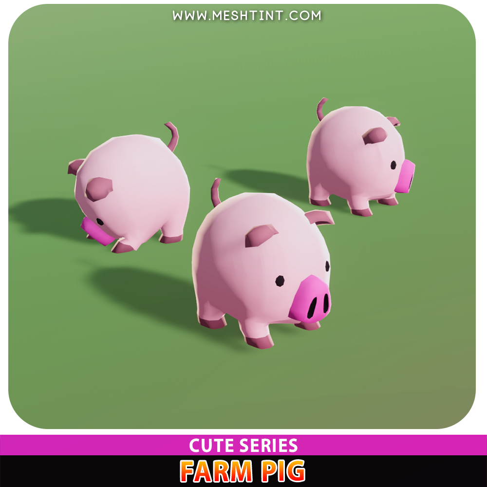 Pig Unity Meshtint Studio - Farm Pig Cute Series | FREE 3D Model | Tutorial ...