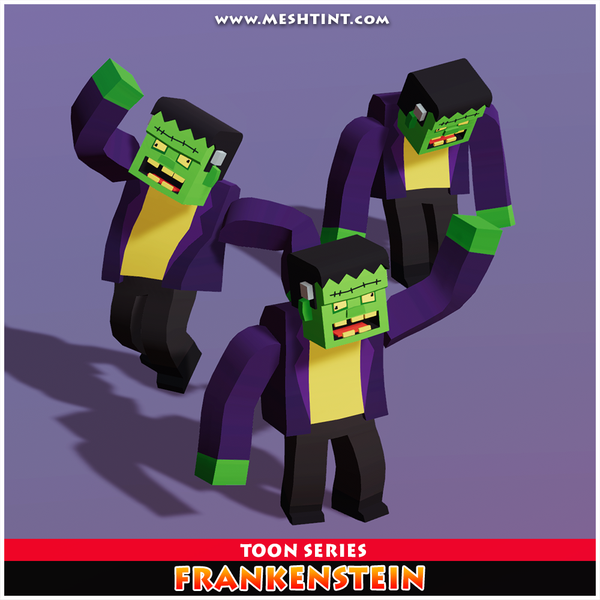 Frankenstein Toon Humanoid Mecanim Meshtint 3d model character unity low poly game Halloween horror