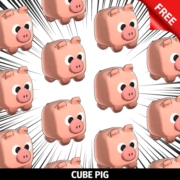 Free Cube Pig Cute modular farm pet zoo boar 3d game asset gamedev unity fab unreal godot roblox