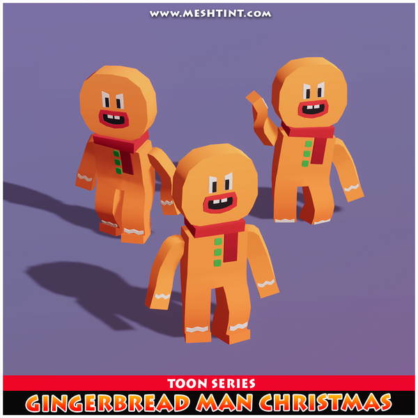 Gingerbread Man Christmas Toon Meshtint 3d model  character unity low poly game cookie food fun