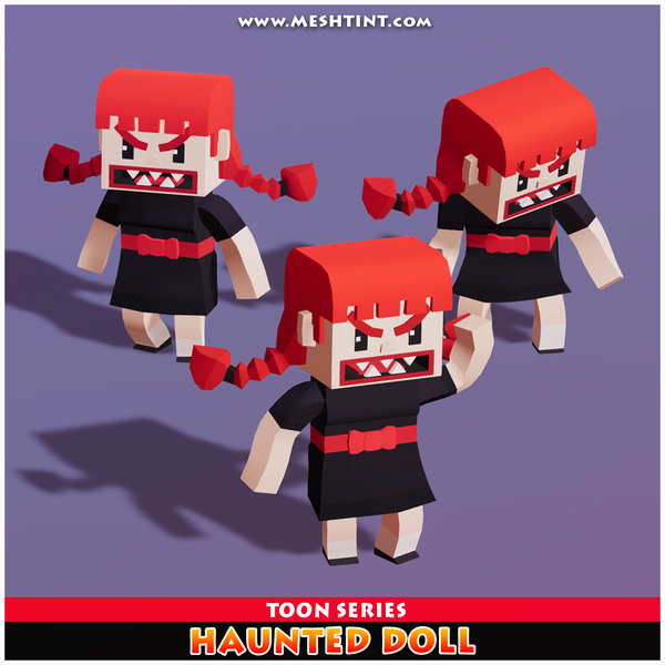 Haunted Doll Toon Humanoid Mecanim Meshtint 3d model unity low poly game halloween girl  Annabelle 