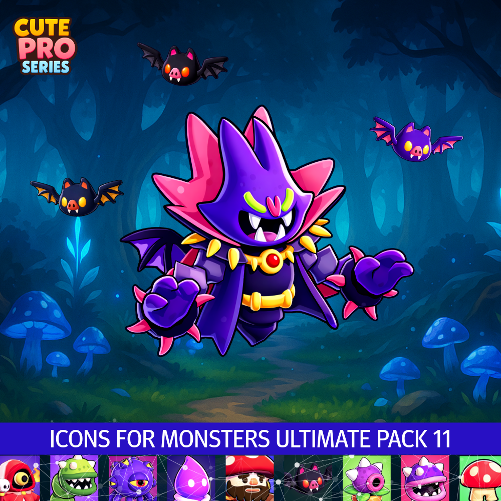 Icons For Monsters Ultimate Pack 11 Cute Pro Meshtint 3d model unity low poly game fantasy monster 
