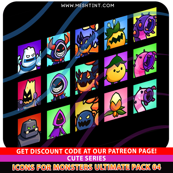 Icons Monsters Ultimate 04 Cute Meshtint 3d model unity low poly game fantasy  evolution Pokemon 
