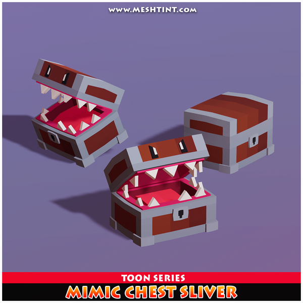 Mimic Chest Sliver Toon Meshtint 3d model unity low poly game fantasy evolution Pokemon treasure
