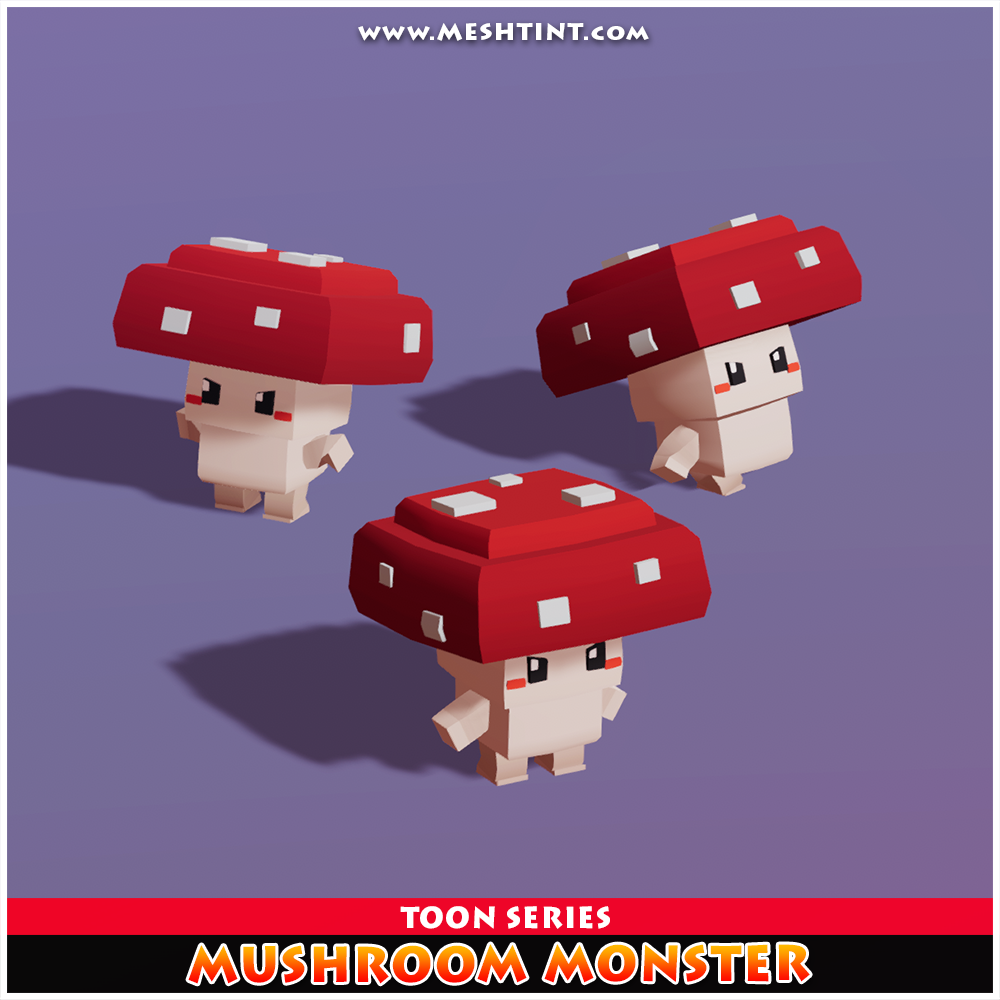 Mushroom Monster Toon Meshtint 3d model unity low poly game fantasy creature evolution Pokemon