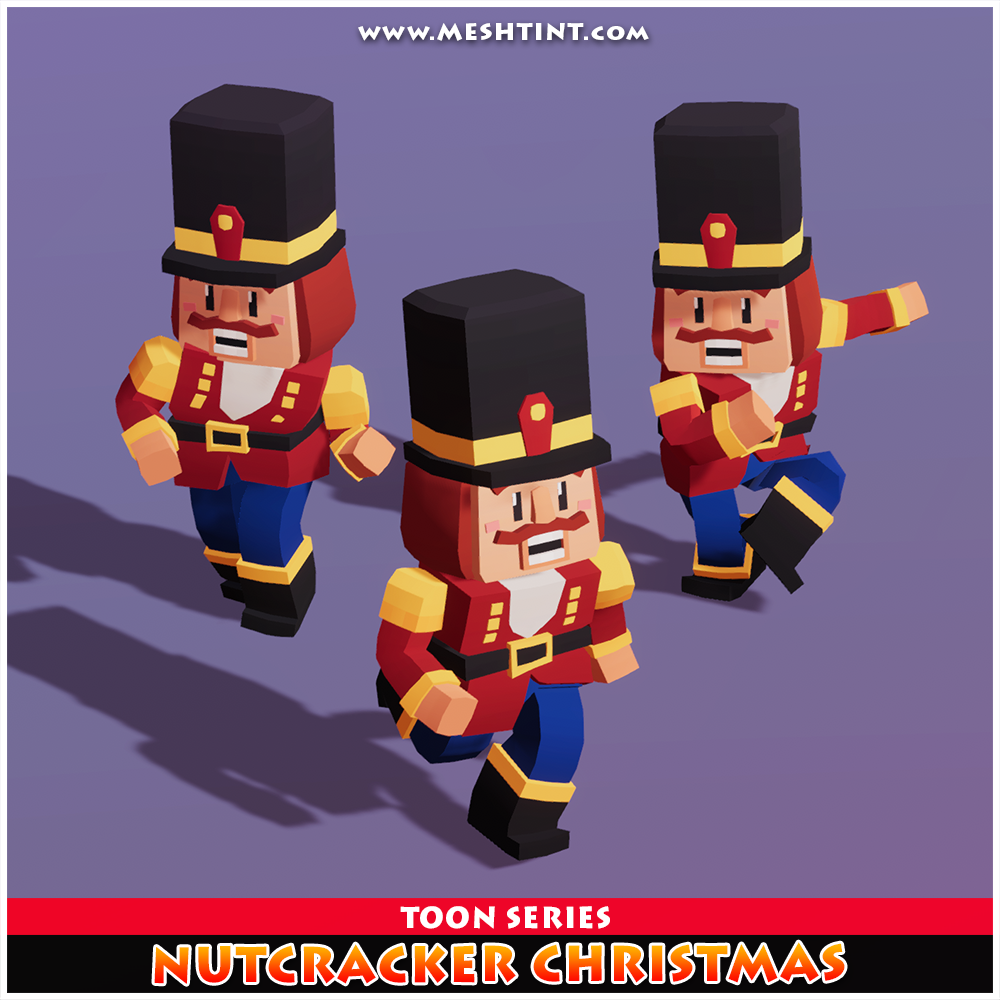 Nutcracker Christmas Toon Meshtint 3d model character unity low poly game xmas cute cartoon 