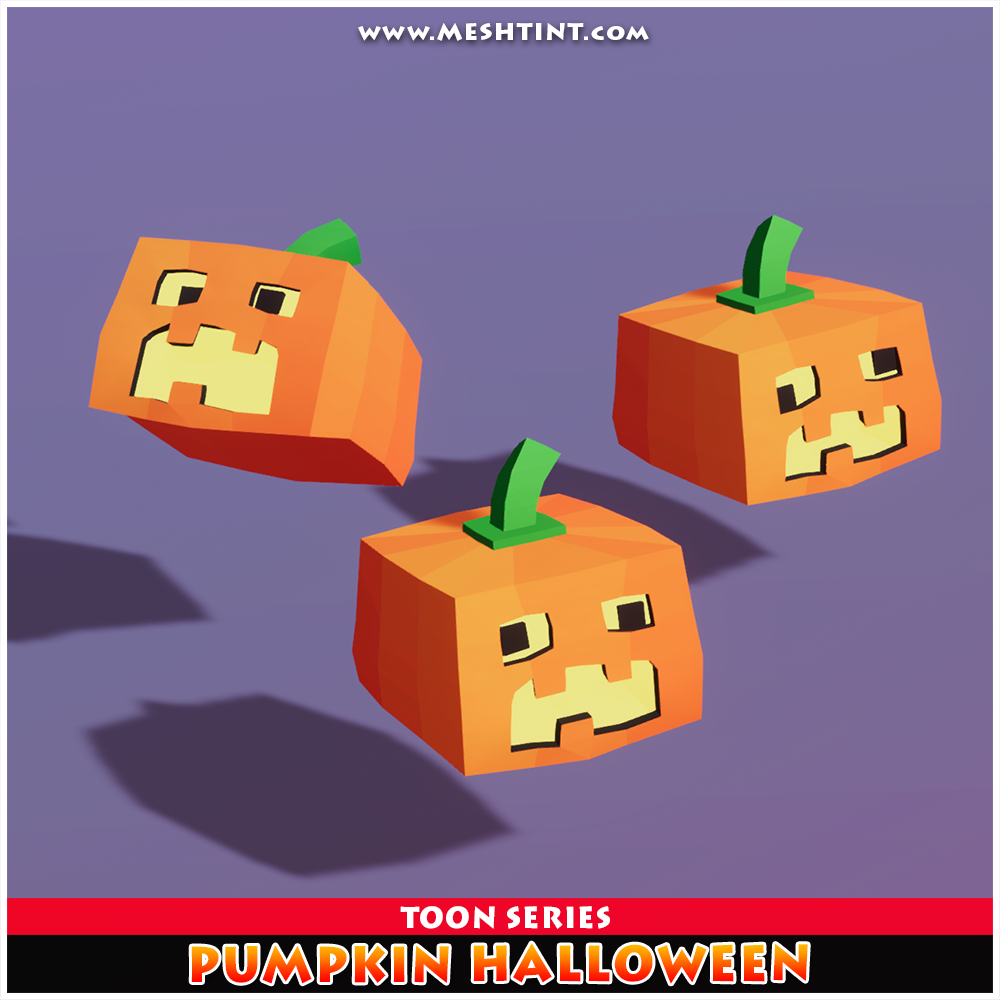 Pumpkin Halloween Toon Meshtint 3d model unity low poly game horror monster evolution Pokemon 