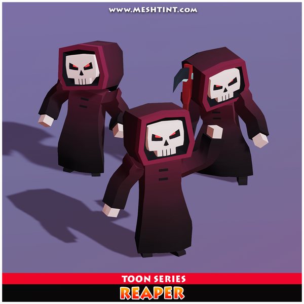 Reaper Toon Humanoid Mecanim Meshtint 3d model character unity low poly game halloween skeleton