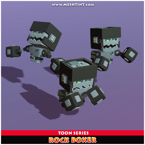 Rock Boxer Toon Golem Elemental Meshtint 3d model unity low poly game fantasy evolution Pokemon