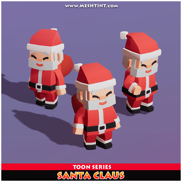 Santa Claus Toon Meshtint 3d model modular character unity low poly game christmas xmas holiday