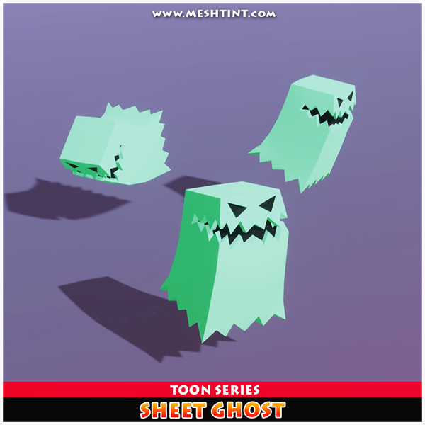 Sheet Ghost Toon Meshtint 3d model unity low poly game evolution Pokemon halloween cemetery dead