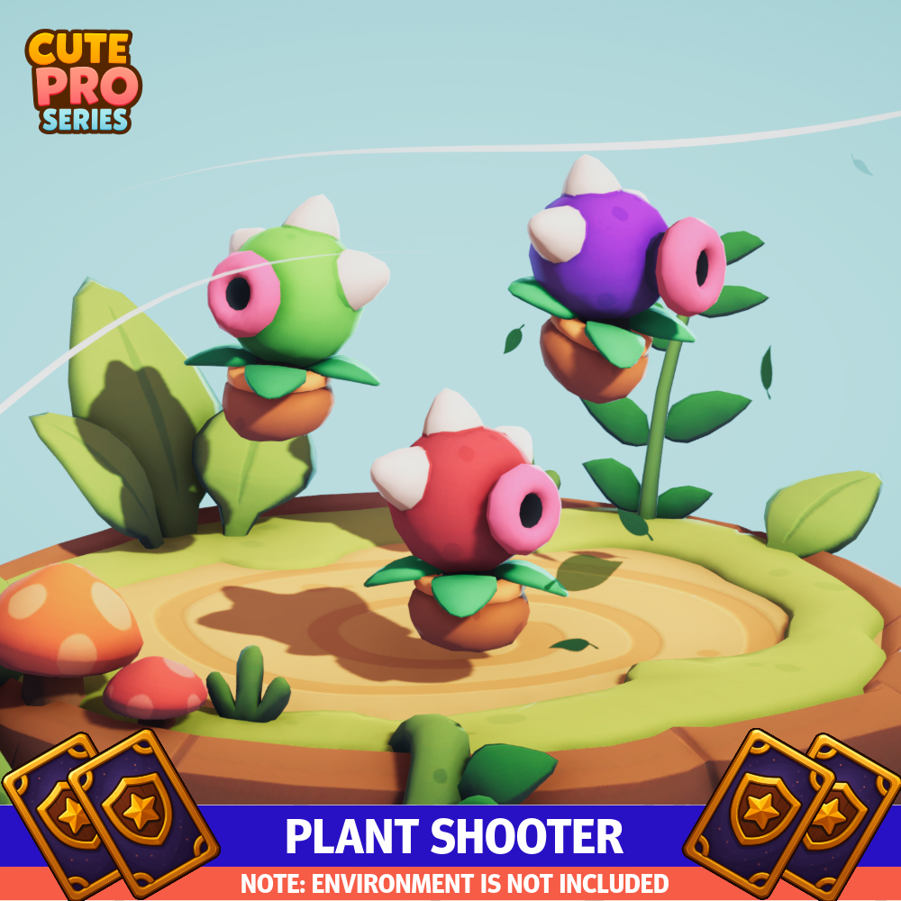 Plant Shooter Cute Pro Mecanim Meshtint 3d model unity low poly game fantasy creature monster 