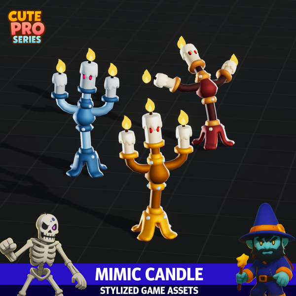 Mimic Candle Cute Meshtint 3d model unity low poly game fantasy creature monster evolution dungeon