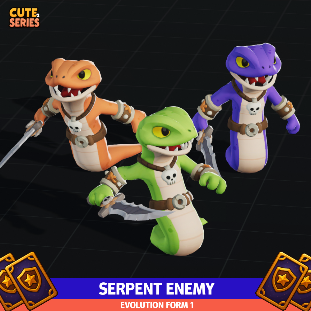 Serpent Enemy Meshtint 3d model unity low poly game fantasy creature monster snake lizard mythical