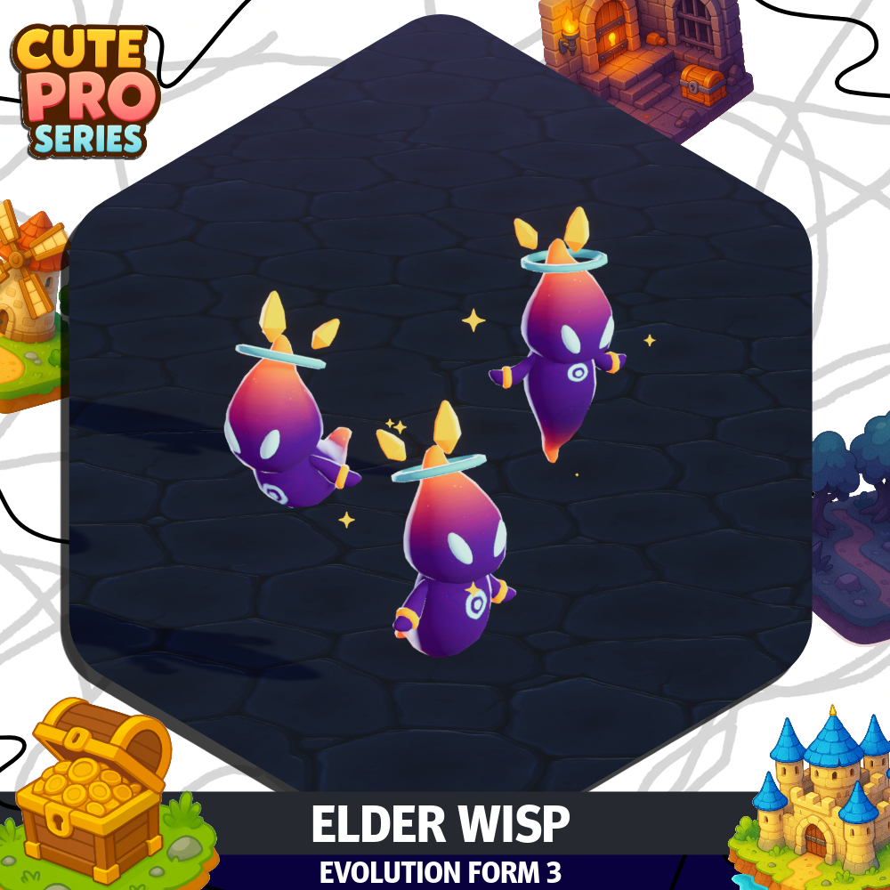 Elder Wisp Cute Pro Meshtint 3d model unity low poly game fantasy monster evolution Pokemon 